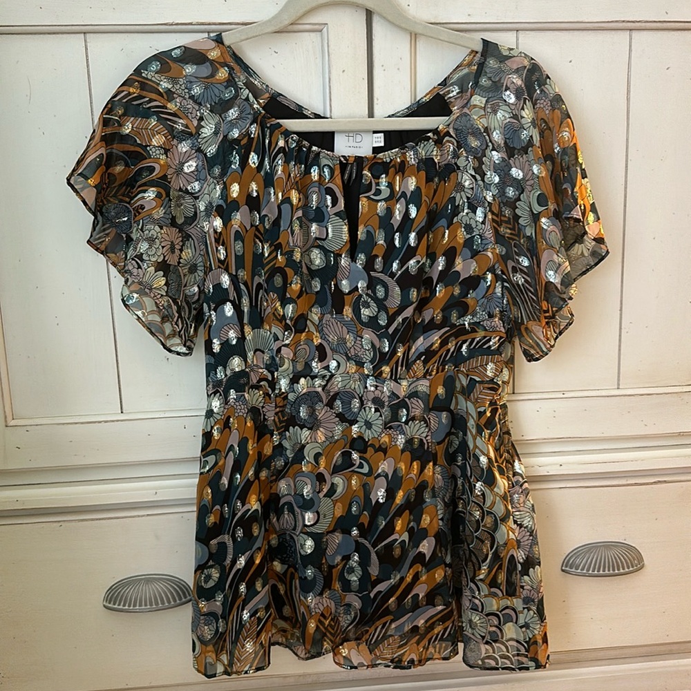 HD in Paris Peacock Prism Silk Top/Anthropologie
